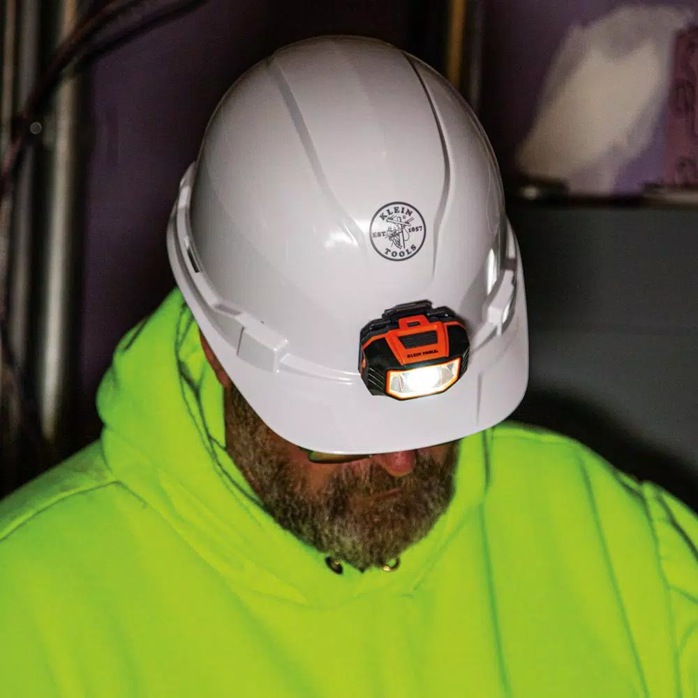 Klein Tools Non-Vented Cap Style Hard Hat with Integrated Headlamp, Class E, Type 1, White