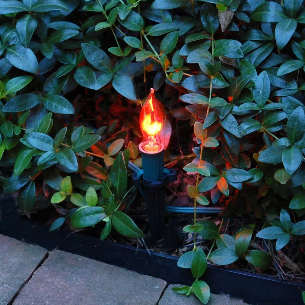 LUMABASE Flickering Orange Electric Pathway Lights, 10-Count Halloween Outdoor Decor