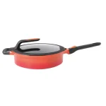 BergHOFF GEM Stay Cool 4.9 qt. Cast Aluminum Nonstick Saute Pan with Glass Lid, Orange thumbnail 1