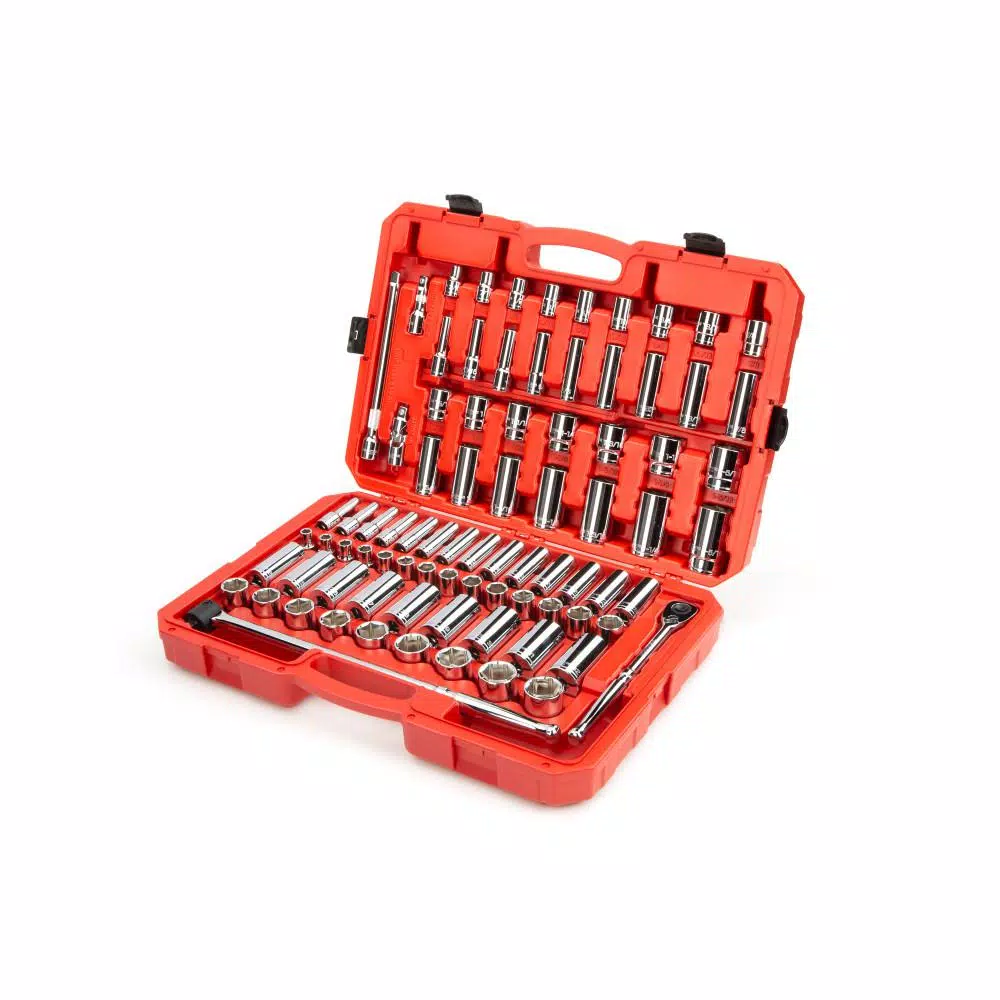 TEKTON 84-Piece 1/2 in. Drive 6-Point Socket and Ratchet Set, SAE and Metric
