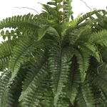 Nearly Natural Large Artificial Boston Fern Hanging Basket - Green Silk Plant in Wicker Pot thumbnail 2