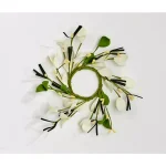 Unbranded 2.25 in. Small Flower and Berry Candle Ring Set of 4 - White and Green Spring Decor thumbnail 3