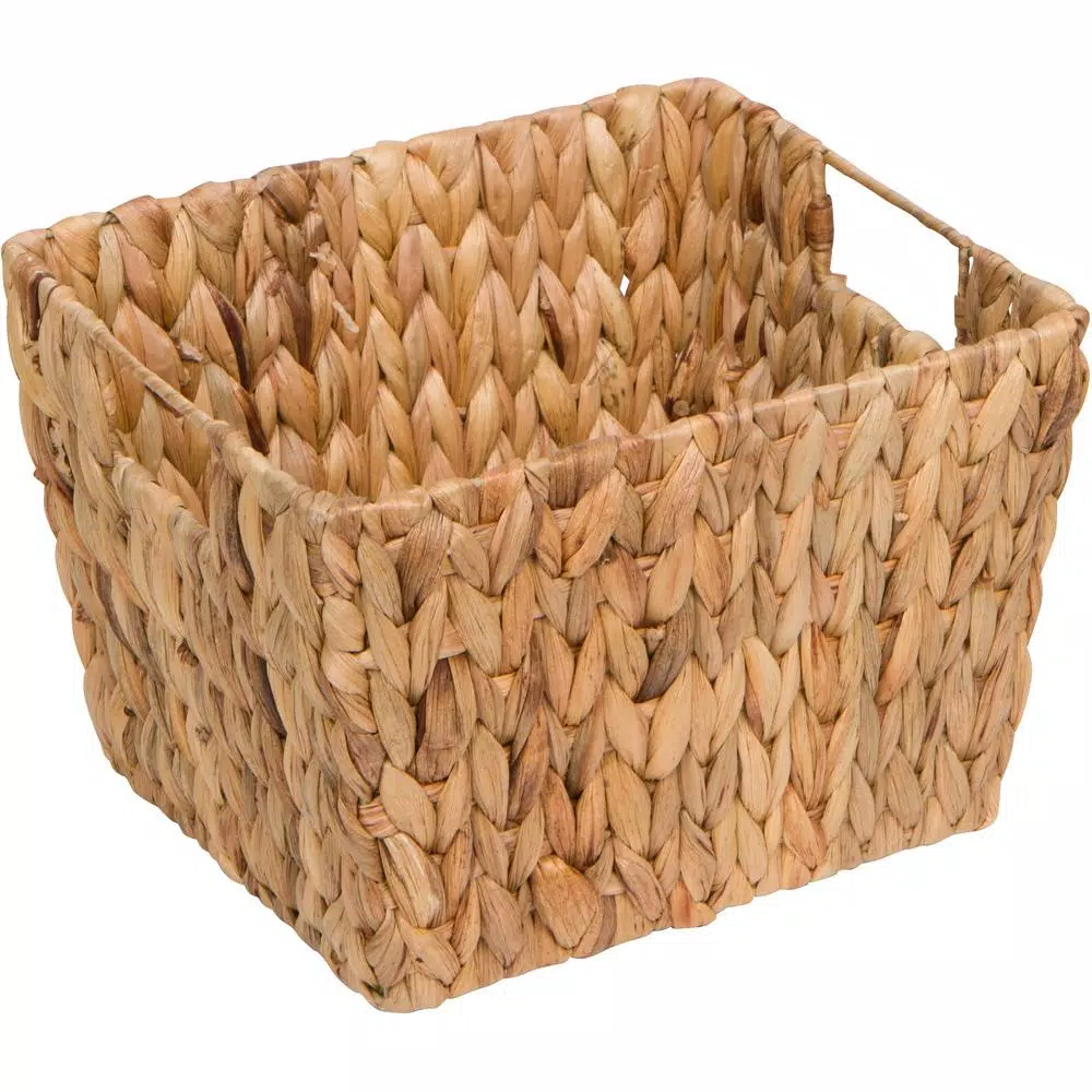 Trademark Innovations 11.5 in. Rectangular Hyacinth Wicker Storage Basket with Handles