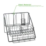 Mind Reader Black Steel Coffee Condiment Organizer - 8 Compartment Breakroom Caddy & Cup Lid Holder thumbnail 3