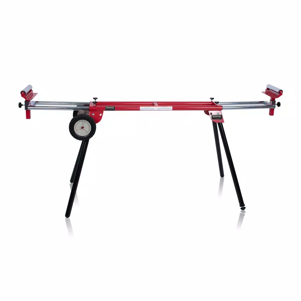 General International MS3102 Miter Saw Stand with Solid Tires and Adjustable Extensions