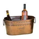 LITTON LANE 17 x 8 in. Oval Metal Wine Cooler with Ring Handles - Polished Copper Brass and Patina thumbnail 2