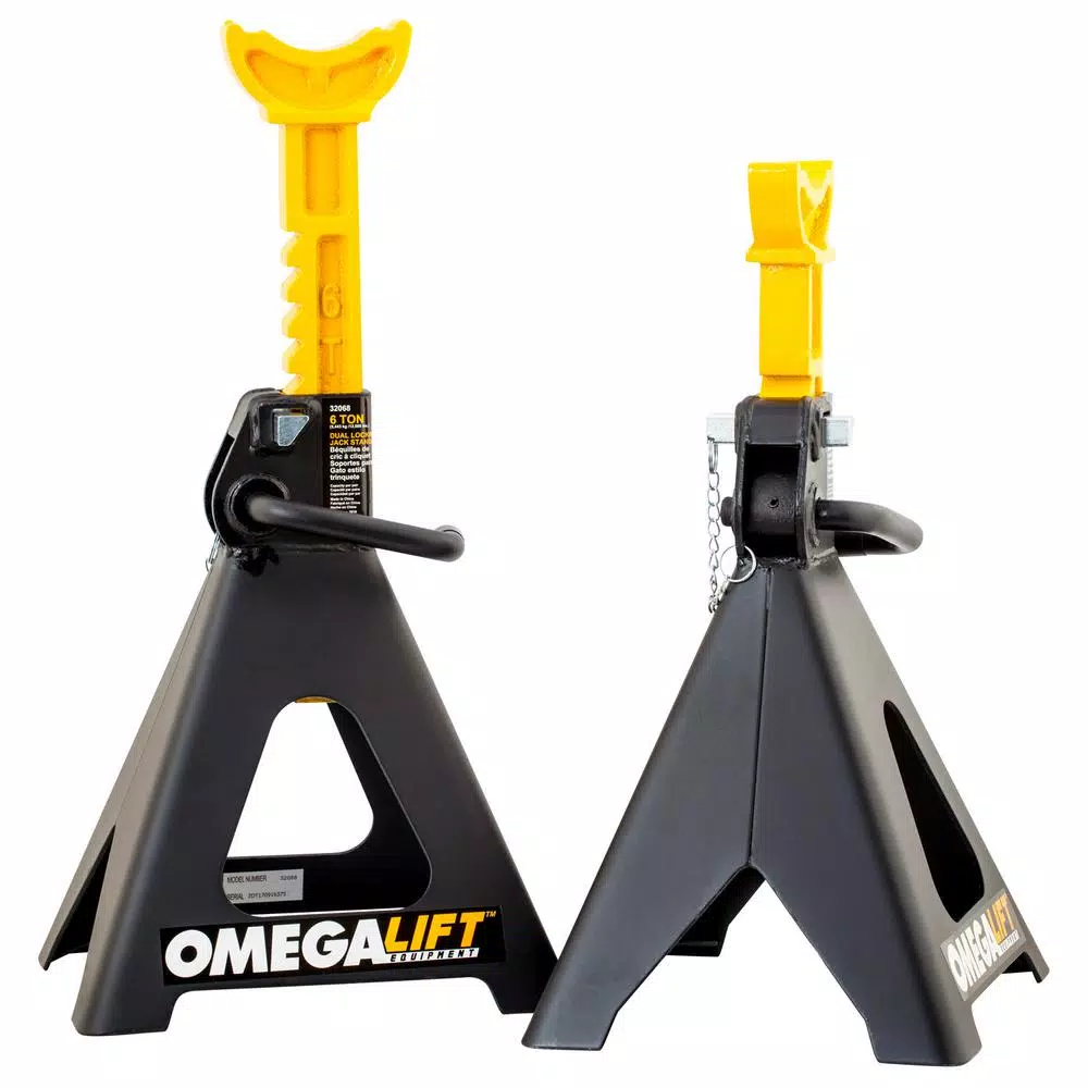Omega Lift 32068 6-Ton Double Locking Pin Jack Stands - Pair