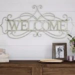 Lavish Home Welcome Decorative Rustic Metal Cutout Wall Sign, Distressed White thumbnail 7