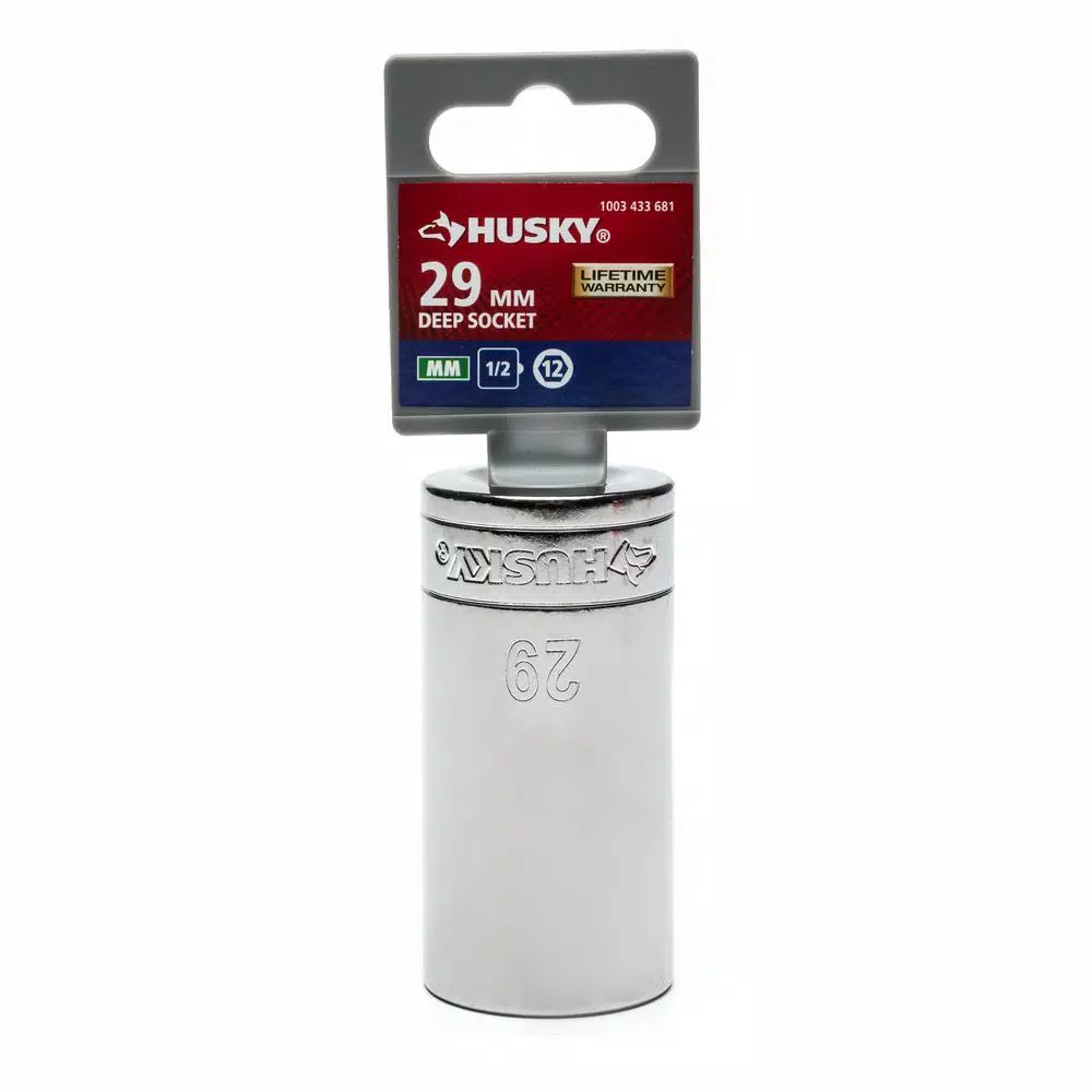 Husky 1/2 in. Drive 12-Point Deep Metric Socket, 29mm