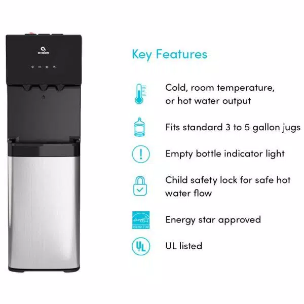 Avalon 3-Temperature Bottom Loading Water Cooler Dispenser with Child Safety Lock