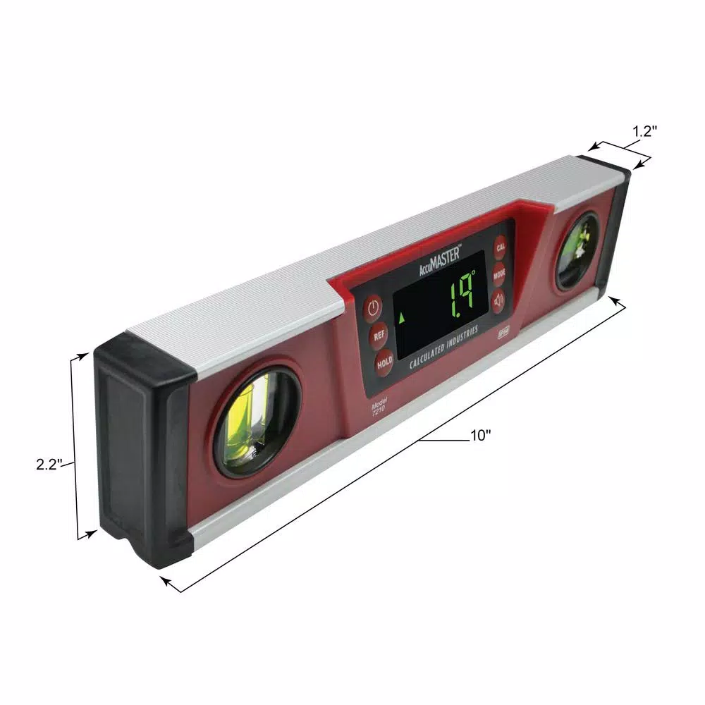 Calculated Industries AccuMASTER Pro 10 in. Digital Torpedo Level with Magnetic V-Groove and LED Display