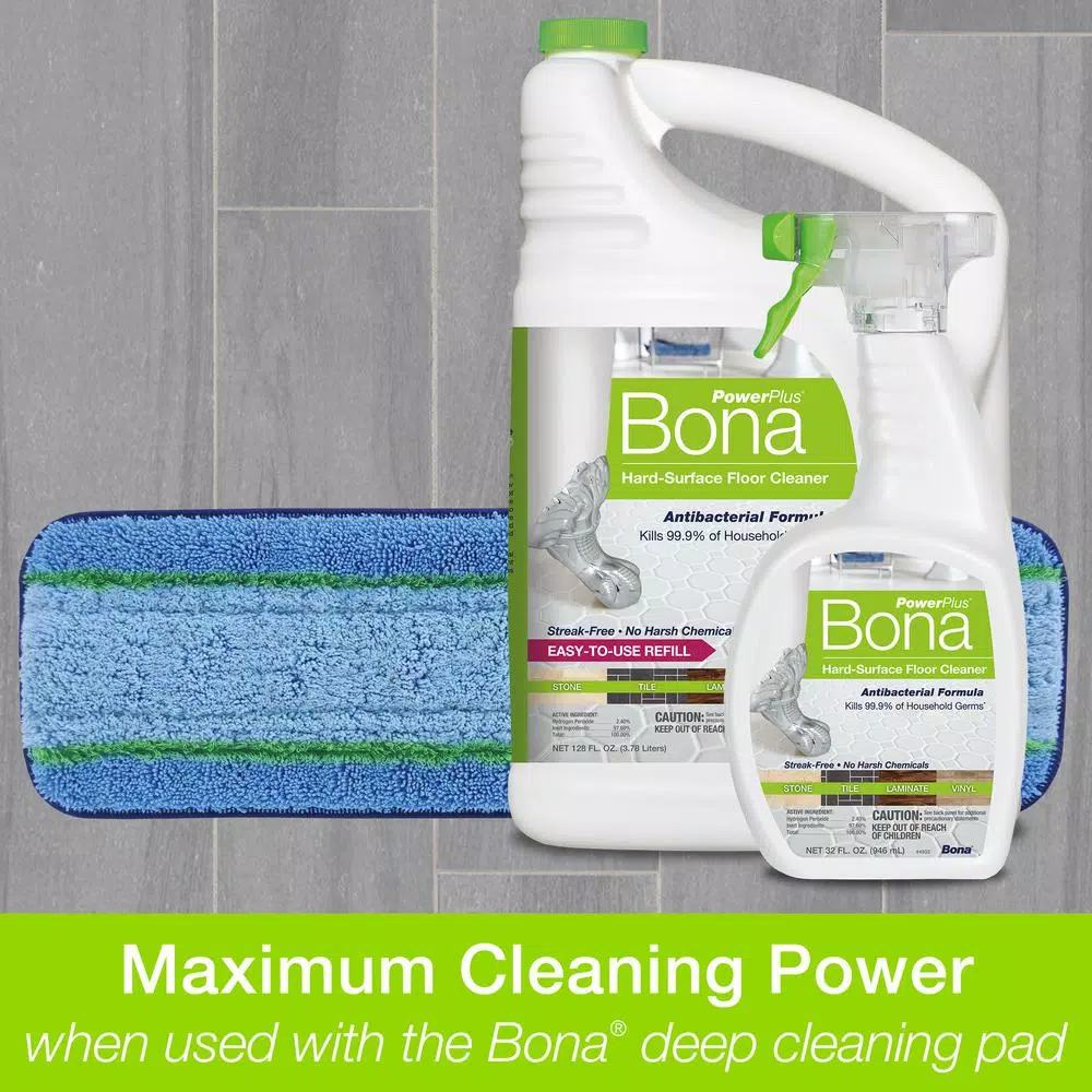 Bona PowerPlus Antibacterial Hard-Surface Floor Cleaner Refill, 128 oz.