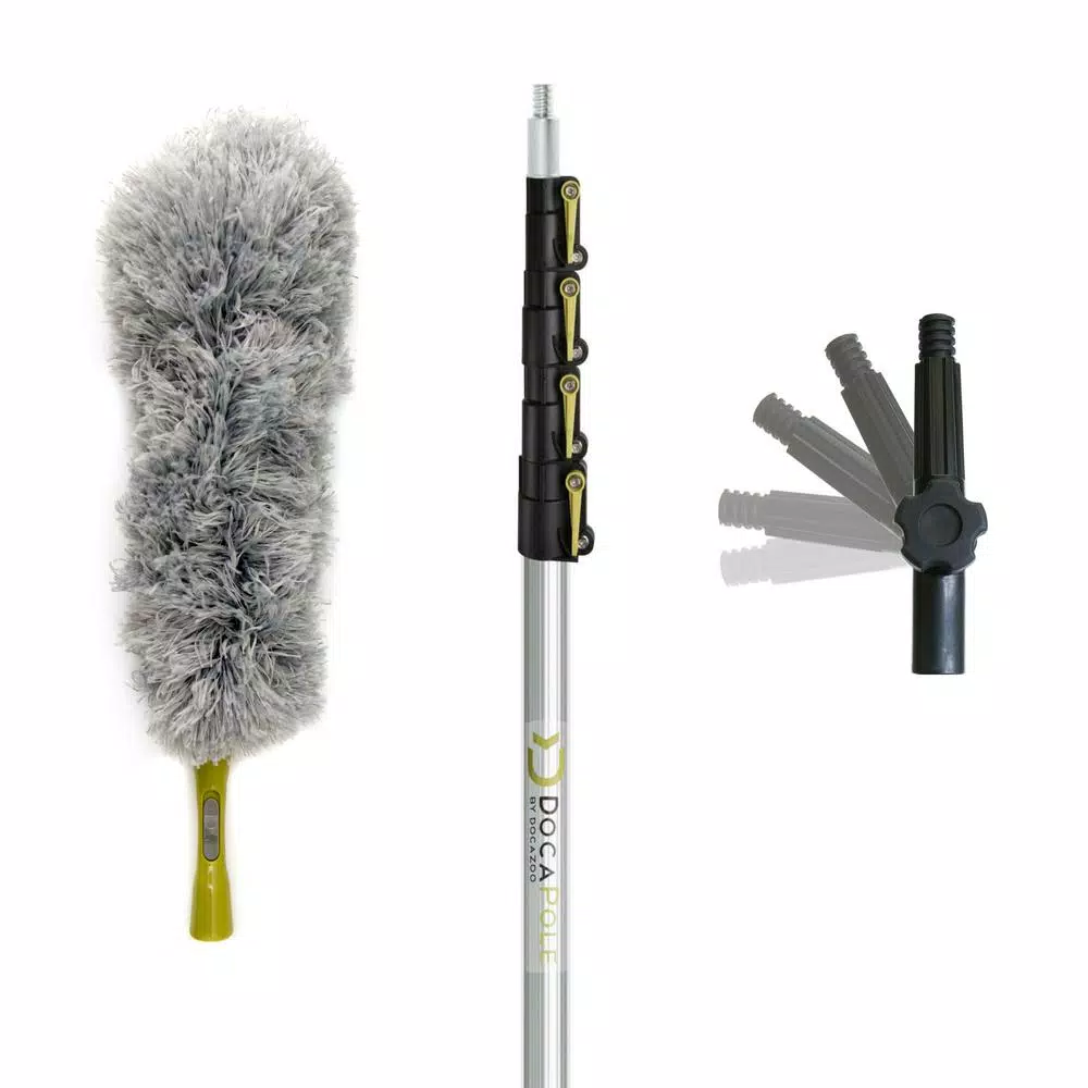 DocaPole Microfiber Feather Duster & 6-24 ft. Telescopic Extension Pole High Reach Cleaning Kit