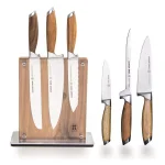 SCHMIDT BROS. Schmidt Brothers 7-Piece Bonded Teak Stainless Steel Knife Set with Acacia Midtown Magnetic Block thumbnail 1