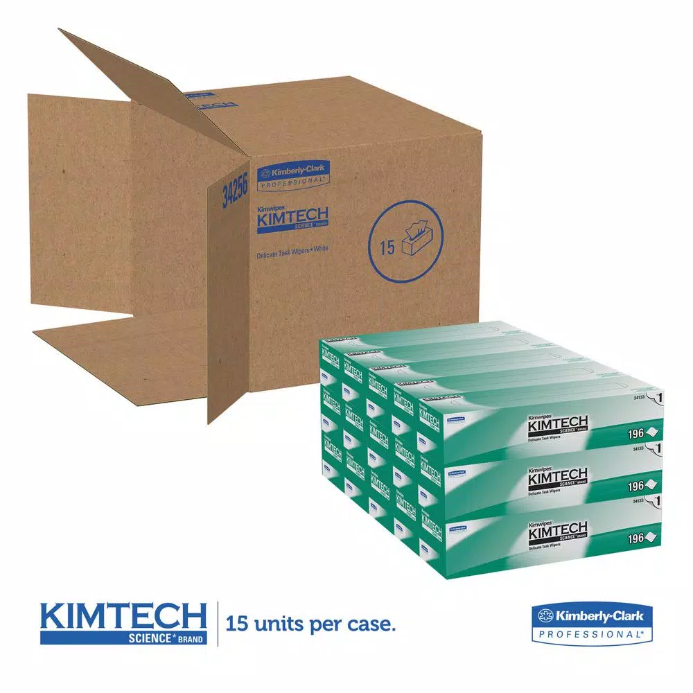 Kimtech Kimwipes Delicate Task Wipers, 1-Ply, 196/Box, 15 Boxes per Carton