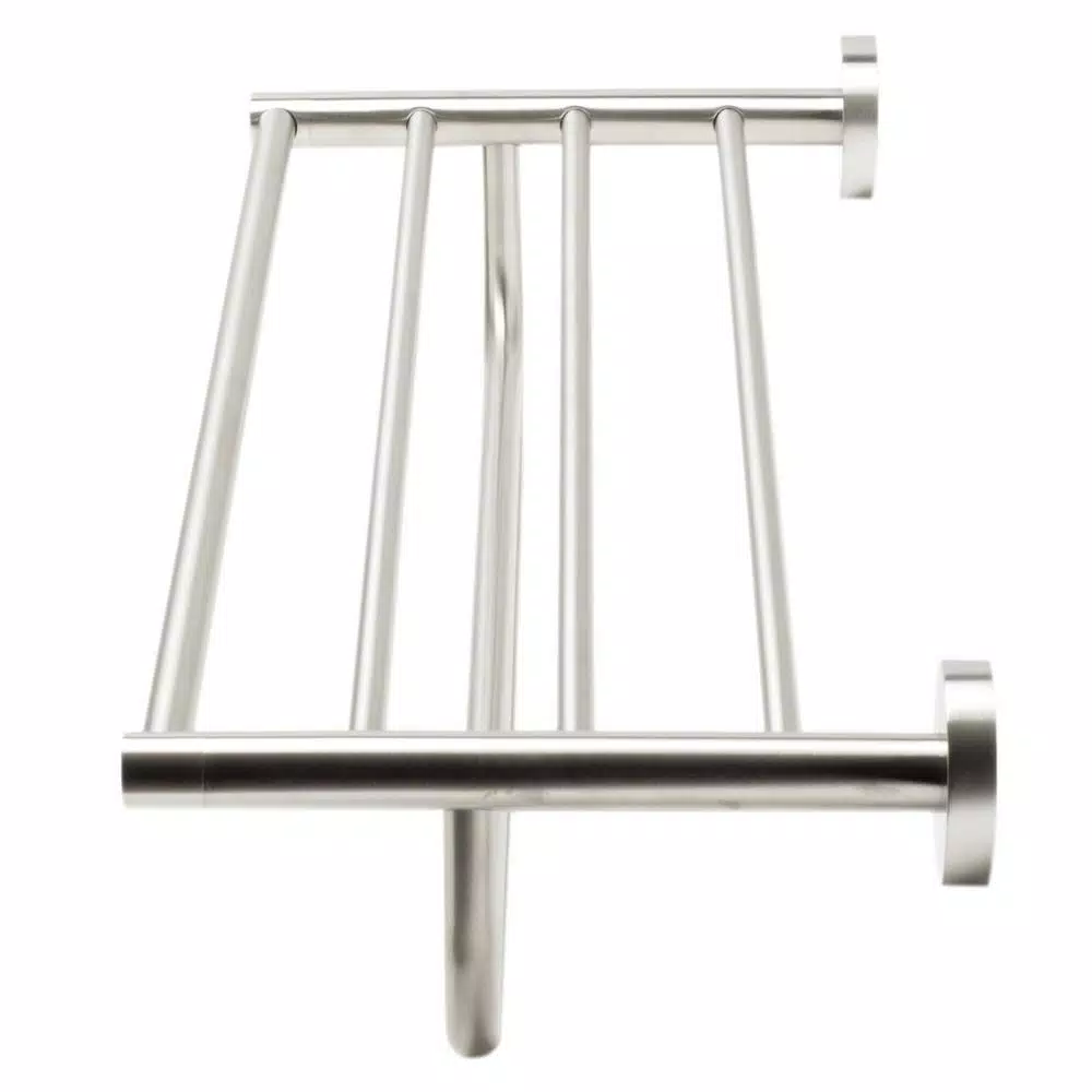 ALFI BRAND AB9538-BN 25.75 in. Modern Wall Mount Towel Rack with Shelf, Brushed Nickel