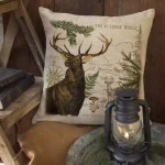 Heritage Lace Lodge Hollow Natural Elk Animal Print Rustic Throw Pillow, 18 x 18 in. thumbnail 2