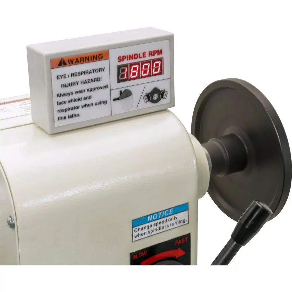 Shop Fox 16 in. x 46 in. 2 HP Wood Lathe with Stand and Digital Tachometer, 110-Volt