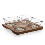 Libbey Acaciawood 5-Piece Antipasto Serving Set with 4 Glass Bowls and Wood Board thumbnail 1