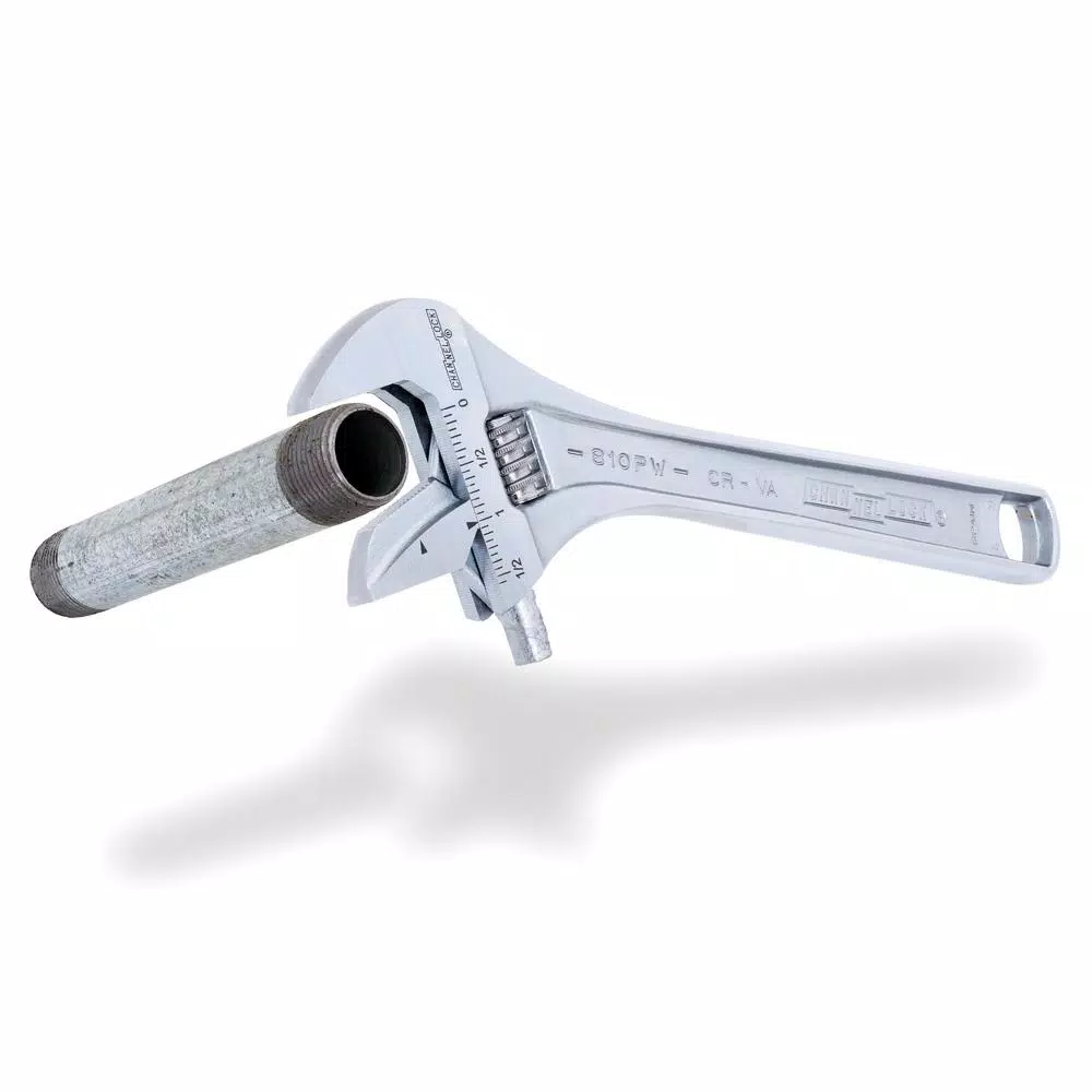 Channellock 810PW 10 in. Reversible Jaw Adjustable Pipe Wrench, Chrome Vanadium Steel