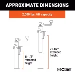 CURT Swivel Bracket-Mount Trailer Jack with Top Handle, 2,000 lbs. Capacity, 10 in. Travel thumbnail 2