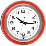 Trademark Red Double Ring Neon Wall Clock - 14 in. Retro Chrome Finish thumbnail 1