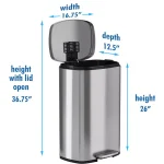 iTouchless SoftStep 13.2 Gal. Stainless Steel Step Trash Can with Odor Filter and Inner Bucket thumbnail 6