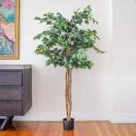 Nearly Natural 5 ft. Artificial Ficus Tree with Real Wood Trunks thumbnail 6