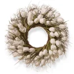 National Tree Company 24 in. White Tulip Wreath with Green Stems and Bristle Branch Base thumbnail 1