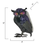 Worth Imports 12 in. Plush Halloween Owl Tabletop Decoration with Glittery Eyelids thumbnail 2