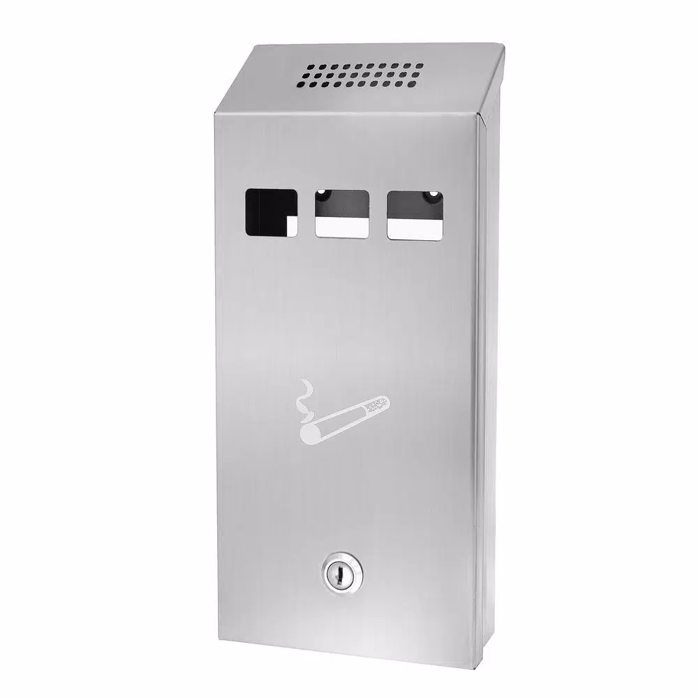 Alpine Industries Stainless Steel Wall-Mounted Cigarette Disposal Station Outdoor Ashtray