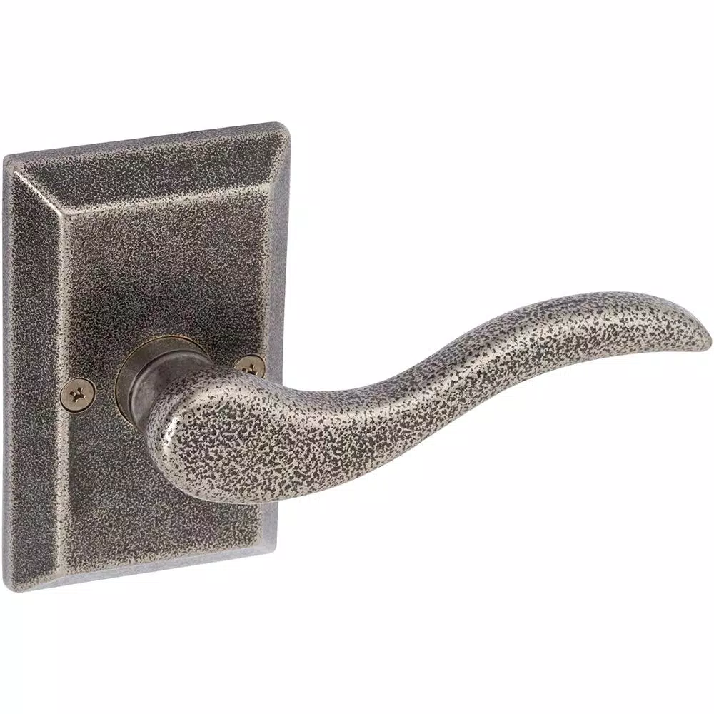 Delaney Hardware Sandcast Rhonda Aged Pewter Single Dummy Right Hand Door Lever with Square Backplate