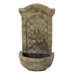 Sunnydaze Decor Rosette Leaf Florentine Stone Outdoor Wall Fountain, Gold thumbnail 1