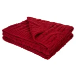 Glitzhome Red Chenille Knitted Throw Blanket, 60 x 50 in, 865 GSM Heavyweight Polyester thumbnail 6