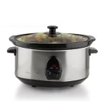 Ovente 3.7 Qt. Stainless Steel Electric Slow Cooker with Glass Lid, 3 Temperature Settings (SLO35ABR) thumbnail 1