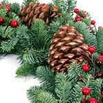 VAN ZYVERDEN 24 in. Live Fresh Cut Pacific Northwest Noble Fir Christmas Wreath with Berries and Pinecones thumbnail 4