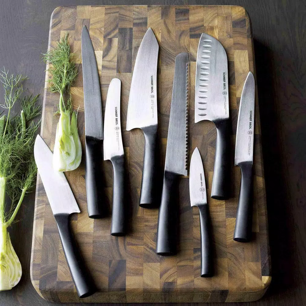 SCHMIDT BROS. Schmidt Brothers Carbon 6 15-Piece German Stainless Steel Cutlery Set with Acacia Wood Downtown Knife Block