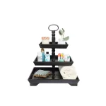 3R Studios Black Wood Three Tier Decorative Tray with Handles thumbnail 3