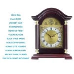 Bedford Clock Collection Redwood Mantel Clock with Chimes, Classic Wood Case with Quartz Movement thumbnail 4