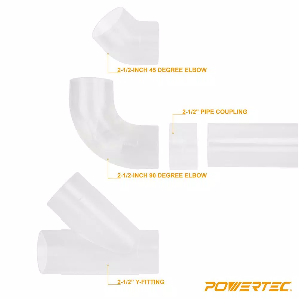 POWERTEC 2-1/2 in. x 36 in. Clear Rigid PVC Dust Collection Pipe