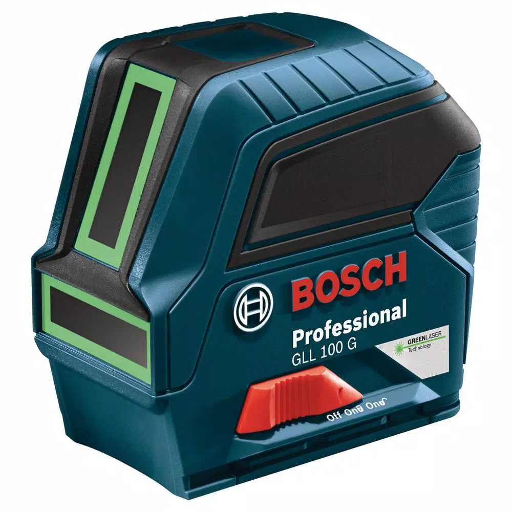 Bosch GLL 100 GX Green-Beam Self-Leveling Cross-Line Laser Level, 100 ft. (Factory Reconditioned)