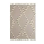 LR Home Fringe Tufted Geometric Cotton Throw Blanket - Beige/Cream thumbnail 1