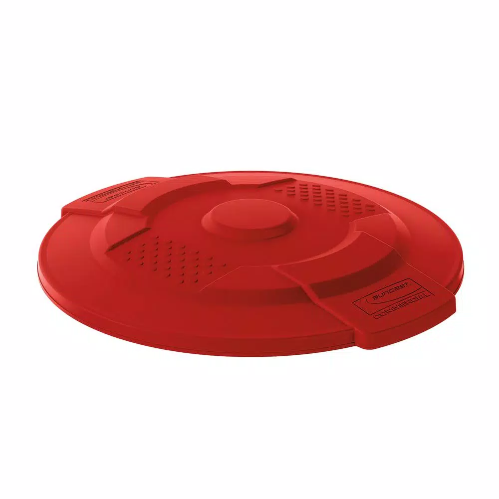 Suncast Commercial 20 Gallon Utility Trash Can Replacement Lid, Red