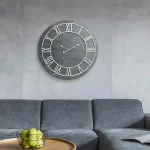 Pinnacle 36 in. Rustic Washed Gray Wood Plank Frameless Wall Clock thumbnail 1