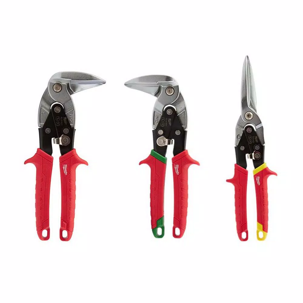 Milwaukee 3-Piece Aviation Snips Set, Left, Right, and Straight Cut Metal Cutters