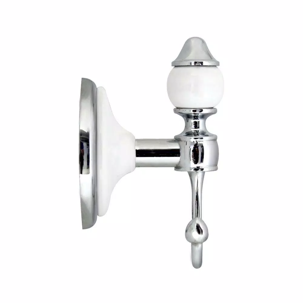 MODONA ARORA Double Robe and Towel Hook - White Porcelain and Polished Chrome