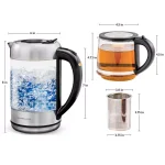 Ovente KG612S 1.7L Glass Electric Kettle with ProntoFill Technology and Reusable Teapot Infuser, Silver thumbnail 6