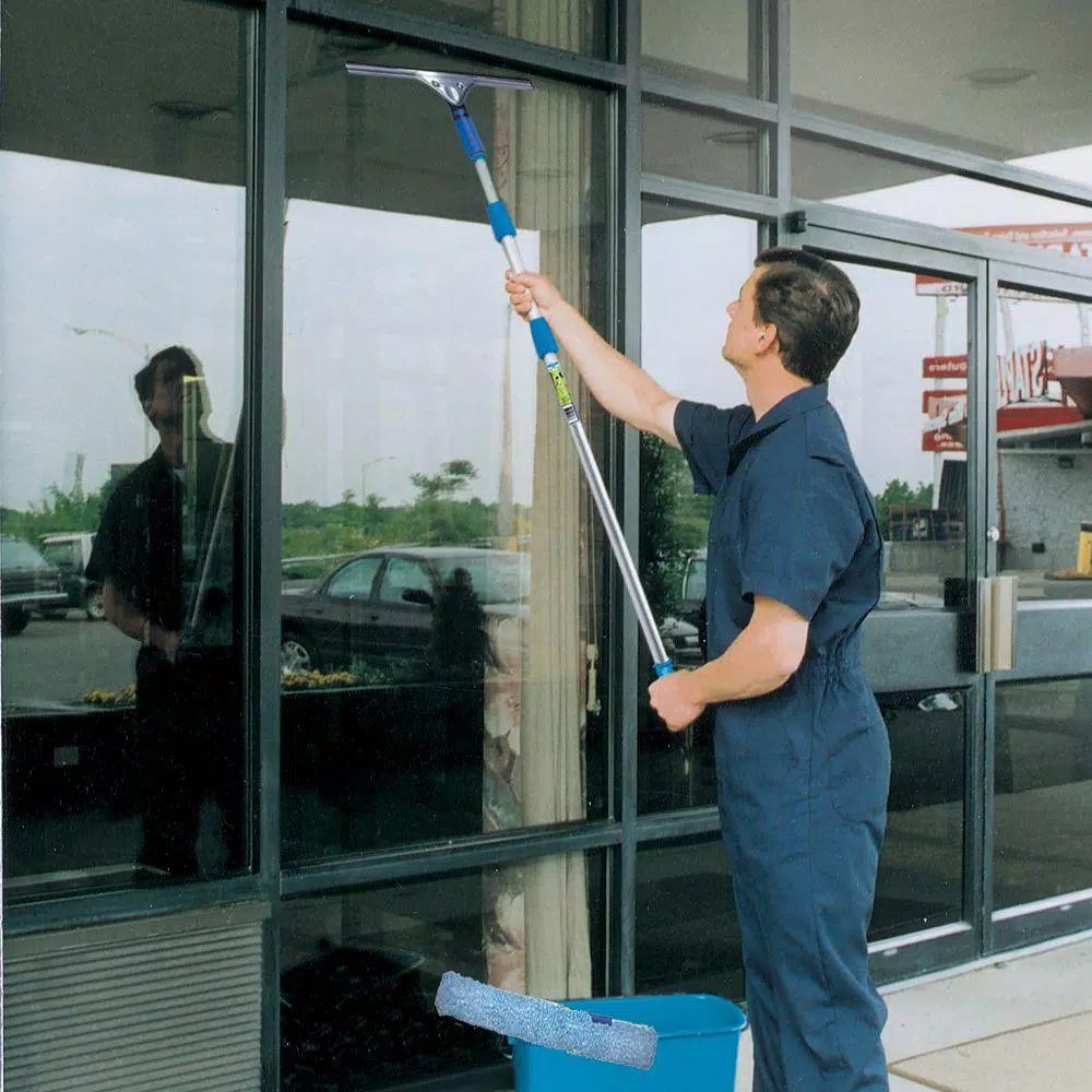 Unger 18 in. Stainless Steel Window Squeegee with Ergonomic Grip and Connect and Clean Locking System