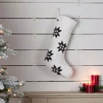 VHC Brands Emmie Farmhouse Christmas Decor 20 in. Black and White Check Cotton Patch Stocking thumbnail 3