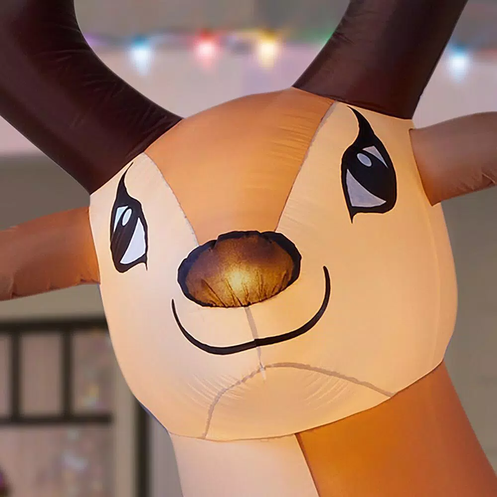 Home Accents Holiday 11 ft. Giant Inflatable Reindeer with LED Lights, Large Outdoor Christmas Decoration